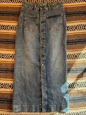 Pilcro Anthropologie Denim Button Front Maxi Skirt 2
